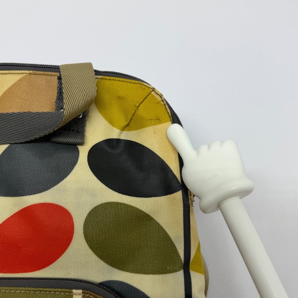 Orla Kiely Backpack Multi Color Leaf Print Leather Trim Casual Daypack - Picture 10 of 14